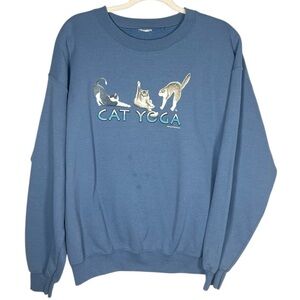 Cat Yoga 2010 Graphic Crew Neck Sweatshirt Large